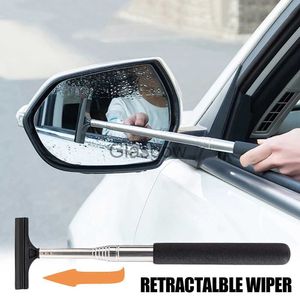 Windshield Wipers Car Rearview Mirror Wiper Telescopic Auto Mirror Squeegee Cleaner 98cm Long Handle Car Cleaning Tool Mirror Glass Mist Cleaner x0901