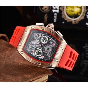 Richarss Rm Watches 2023 Fashion Men's Watches 6-pin Running Second Rubber Top Brand Luxury Sports Chronograph Quartz Watch Men's Relogio Masculino Milles