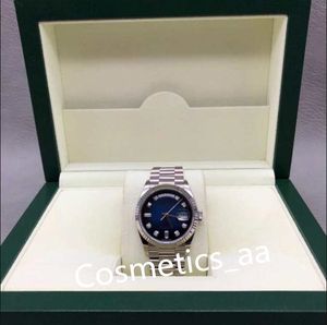 Caixa original de papel à prova d'água relógio 128239 128235 36mm mostrador azul calendário mecânico automático prata pulseira de aço inoxidável safira relógios masculinos de luxo