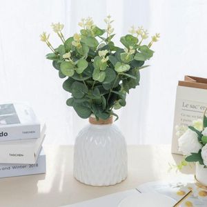 Decorative Flowers 20pcs/bouquet 32cm Eucalyptus Artificial Flower Money Grass Nordic Style Floral Accessories Wedding Decoration