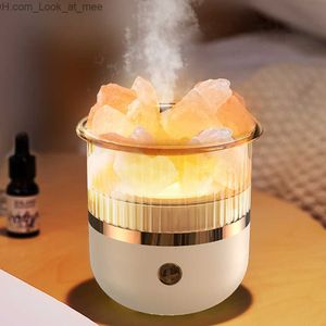 Humidifiers Mini Aromatherapy Air Humidifier Mute Salt Stone Essential Oil Aroma Diffuser with LED Light for Home Office Q230901