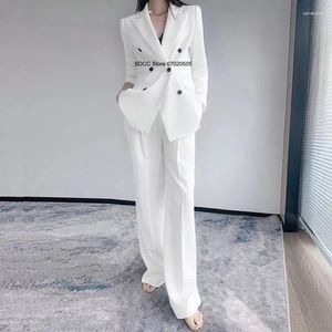 Kvinnors tvåbitar byxor 2 Ladies Suit Slim Coat Lapel Double Breasted Casual Party Wedding Uniform Jacket byxor