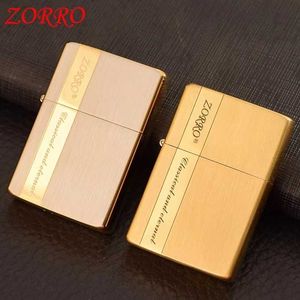 ZORRO Ultra-Thin Kerosene Lighter Pure Copper Wire Drawing Process Grinding Wheel Ignition Smoking Accessories Gadgets For Men AIM3