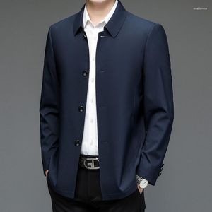 Men's Jackets Business Casual Loose Brand 2023 Arrival Spring And Autumn Solid Color Classic Straight Parkas Khaki Navy Blue