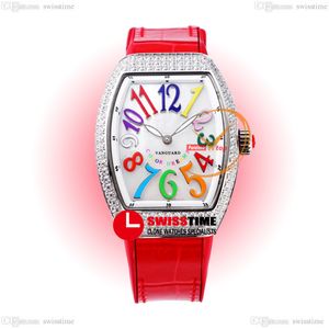 ABF V32 Vanguard Color Dream Cronografo svizzero al quarzo Orologio da donna Cassa con diamanti Cassa MOP Quadrante Grande numero Pelle rossa Gomma Super Edition Lady Swisstime G7