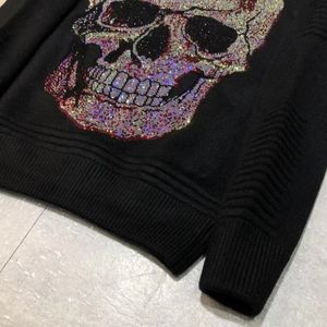 راينستون Plein Philipps Bear Budge Men S Cardigan Usisex Ls Intarsia skull Men Pp Switters Sweatshirt Jetters Tops Tulingzhu