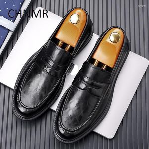 Dress Shoes CHNMR-S Business Leisure England Style Thick Base Leather For Men Slip-on Big Size Trends Fashion