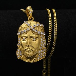 Mode Hip Hop -halsbandsmycken Iced Out Juses Piece Pendant Halsband 3mm*24 tum guld kubansk kedja
