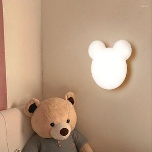 Lâmpada de parede LED bonito urso criativo dos desenhos animados quarto infantil cabeceira meninas fundo decorativo