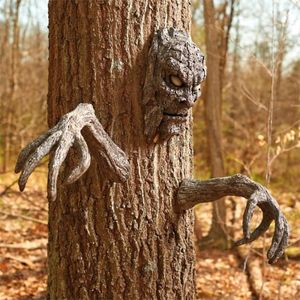 Andra evenemangsfestleveranser Trädbark Face Halloween Outdoor Garden Statue Ghost Face Sculpture Decor Horror Tree Demon Decoration Haunted House 230831