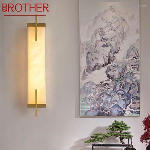 Lâmpada de parede irmão luz de bronze led moderno luxo mármore arandelas luminária decoração interior para casa quarto sala estar corredor