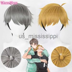 Cosplay شعر مستعار عالية الجودة أنيمي haikyuu !! Miya atsumu miya osamu cosplay wig 30cm no7 miya atsumu wig haikyuu إلى top party wigs cap x0901