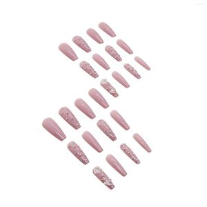 False Nails Butterfly Decor Light Pink Nail Easy Removal With Rhinestones For Salon Expert And Naive Women