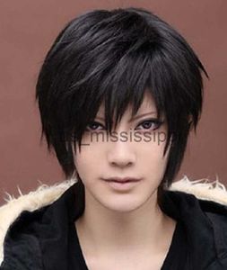 Parrucche Cosplay Uomo Parrucca Cosplay Anime Maschio Breve Rettilineo Costume Nero Capelli Sintetici Cos Parrucche Peruca Parrucche x0901