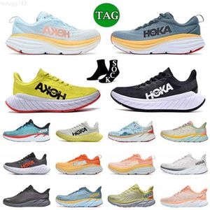 2023 Hoka one Running Shoes Designer Hokas Bondi H Clifton Carbon X2 Mens Women Trainers Summer Song Black White Landscape Painting Sneakers Outdoor 602ess