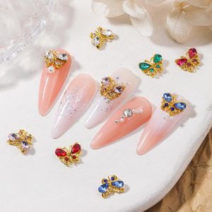 Decorações de arte de unhas 10pcs multicolor borboleta encantos luxo cristal pedra preciosa strass jóias diy acessórios de decoração