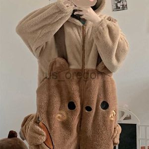 home clothing Flannel Anime Onesie Adults Animal Pijama Pajamas Set Women Men Cosplay Halloween Cartoon Pyjama Adults Winter Bear Sleepwear x0902