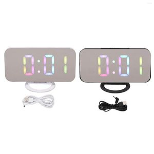 Relógios de parede Despertador Digital Grande Display RGB LED Espelhado Eletrônico Dual USB Portas 6 Engrenagens Brilho Multi Função para Casa