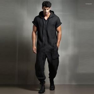 Tute da uomo Set di abbigliamento nero scuro per il 2023 Tuta da uomo casual allentata tinta unita gotica con cappuccio alla moda