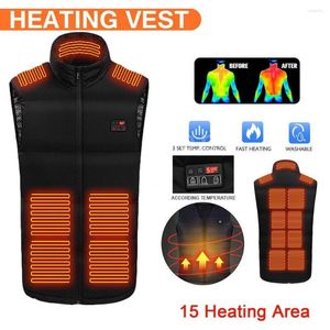 Men's Vests 15 Zone Temperature Digital Display USB Heating Vest Men Women Winter Skiing And Mountaineering Warm Coat XL-4XL