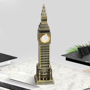 Orologi da tavolo Statua antica del Big Ben Decorazione della casa Orologio da tavolo di Londra Modello Figurina in metallo Decorazione dell'architettura di riferimento mondiale