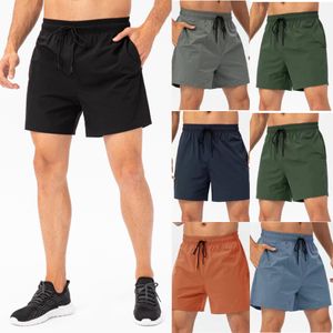 2023Designer LL Lemons Men Yoga Sports Short Quick Dry Shorts with Back Pocket Mobile Phone Disual Running Gym Jogger Pant