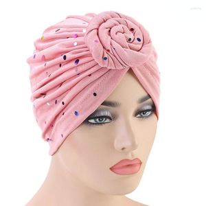 Etnik Giyim Moda Yumuşak Streç Kafa Şapkası Pullu Çiçek Bonnetler Retro Afrika El Yapımı Kaplamalı Kap Müslüman Türban Hicap Headwrap