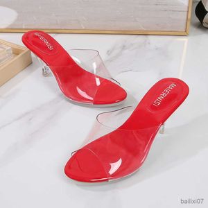 Geklede Schoenen Transparante Sandalen Kristal Hoge Hakken Schoenen Vrouw Pompen Platform Ontwerp Jurk Kantoor Dame Heldere Slippers Schoenen Voor Dames 2023 R230901