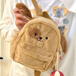 Skolväskor Tecknad stereoskopisk valp ryggsäckar Plush Animal Dog Shoulder Large Capacity Students Bag