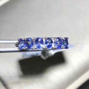 Cluster Rings Natural Real Blue Sapphire Ring 0.35CT 6st Gemstone 925 Sterling Silver Fine Jewelry X9011820