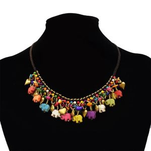 Pendant Necklaces Bohemian Gypsy Colorful Beaded Choker Elephant Necklace Tribal Ethnic Indian African Jewelry Party Gift 230831