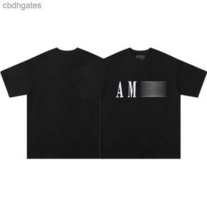 Mens Fashion Designer Clothes High Version Summer t shirt Amiirii Sleeved Letter Fluid Splashed Ink Print Round Neck Men's T-shirt Short Trend Z3yx