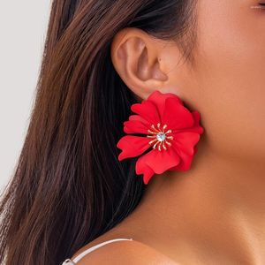 Stud Earrings Exaggerated Large Metal Rose Flower For Women Boho Petal Earring Party Jewelry Accessories