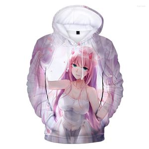 Herrtröjor älskling i franxx 3d anime noll två hoodie tröjor pojkar flickor söta kläder män kvinnor streetwear cool pullover