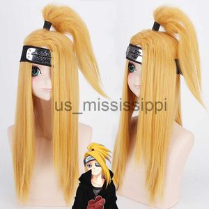 Косплей парики аниме Akactuki Cosplay Wig Wig Halloween Deidara Cosplay Wig для мужчин Женщины с длинными золотыми париками костюм Cosplay Prop x0901