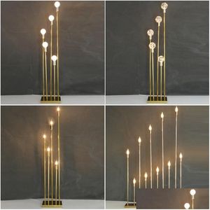 Party Decoration 10-Head Golden Metal Candelabra Candle Holder Table Centerpieces Home Tall Electronic Candlestick Drop Delivery Garde Dhlko