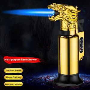 Metal Creative Strong Direct Charge Windproof Inflatable Lighter Home Cooking Outdoor Barbecue Welding Gun Smoking Accessories QB8X