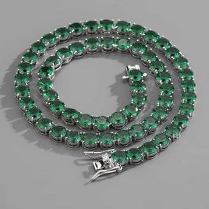 Strands Iced Out 7mm Emerald Zircon Cuban Chain Necklace for Woman Tennis Hip Hop One Row 2023 New Man Girl Jewelry Gift 230613