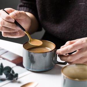 Tazze Piattini Sansheng Tazza da caffè Set 3 Scatole regalo Luce di lusso per ufficio Cottura ad alta temperatura