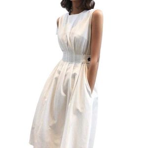 Projektantka sukienka damska letnia sukienka z czołgami bez rękawów Szczupła talia klasyczny czarny biały kieliszki na długie sukienki plażowe