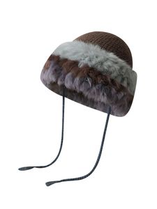 ファッション女性のキャップウサギのヘアニット帽子秋と冬の暖かく寒いぬいぐるみヘッドハット2023新しい秋と冬の耳の保護フェイス小さなbaotou hat盆地帽子