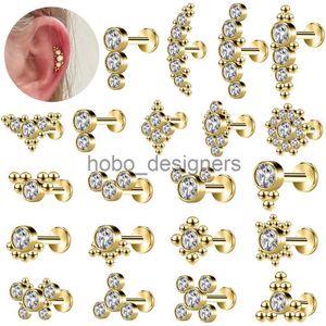 Labret Lip Piercing Jewelry AOEDEJ 16G 1PC Gold Plated Lip Studs Crystal Labret Piercings Stainless Steel Zircon Helix Conch Earring AB White Stud Earring x0901