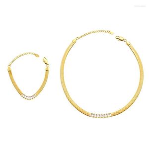 Pendanthalsband Fysara 2023 Glänsande Simple Wide Flat Chokers Halsband med zirkon tjock fiskkedja kedja klavikel kvinnor smycken