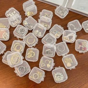 Jewelry Pouches 20PCS Transparent Plastic Box Square Packaging Display Storage Case Earrings Ring Small Boxes