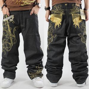 Hela 2016 Nya herrar Hip Hop Baggy jeans för gatodans skateboard Löst passform av hög kvalitet broderi plus storlek 30 till 3124