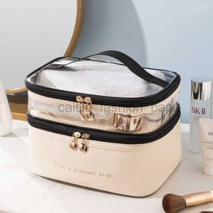 Totes Fashion and large capacity women's makeup travel cosmetics waterproof bag organizer Double layer toilet case caitlin_fashion_ bags