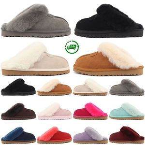 Winter Slippers Designer Slides Sandals Fur Men Women Sliders Slip-On Flip Flops Chestnut Black Pink Grey Red Purple Keep Warm Thick Bottom Mens Slipper Sandal Scuffs