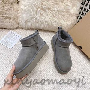 2023 Snow Boots Winter Ankle Boots For Women Thick Bottom Genuine Leather Warm Fluffy Booties With Fur