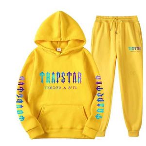 Tuta da uomo Trapstar nera con cappuccio trapstar uomo sportivo pantaloni firmati set da corsa basket 2 pezzi allentati da donna manica lunga OPN4