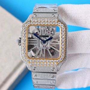 HDLM Diamond Hollow Out Watch Mens Quartz MOVIMENTO VISTO 39,8mm com pulseira de aço repleto de diamante Luminous Watch Montre de Luxe73OH4C43LQGQ